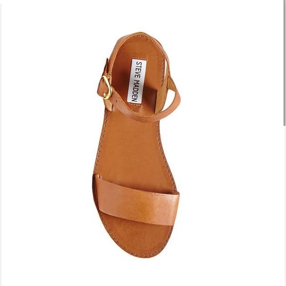 Steve Madden Olivia Tan Gold Studded Flat Sandals Women